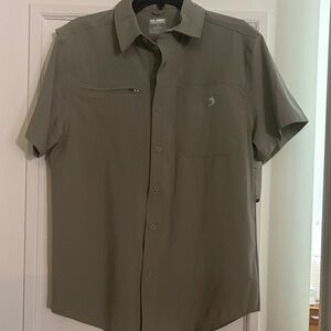 Reel Legends Men's Casual Olive Button Down Shirt